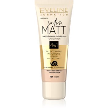 Eveline Cosmetics Satin Matt machiaj cu efect matifiant extract de melc - imagine 2